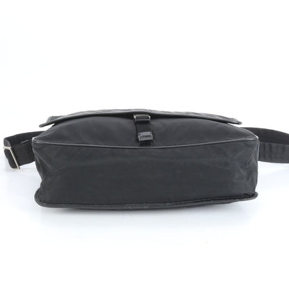 Prada Tessuto Nylon Leather Shoulder Bag Crossbody Messenger Commuter Black A4