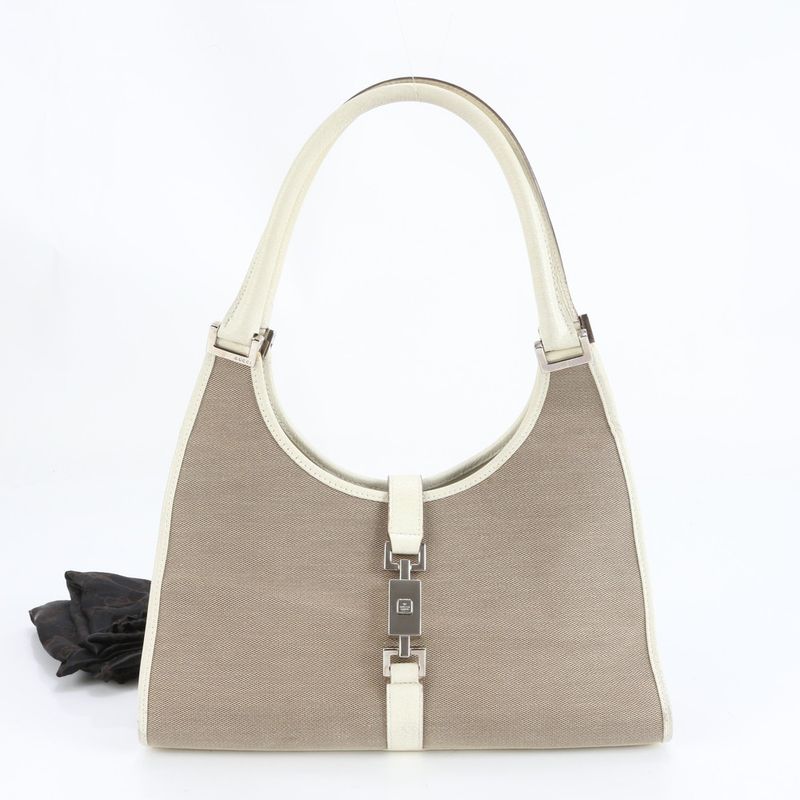 Gucci Jackie 002-1067 Leather Canvas Shoulder Bag Shoulder Tote Hand Women's