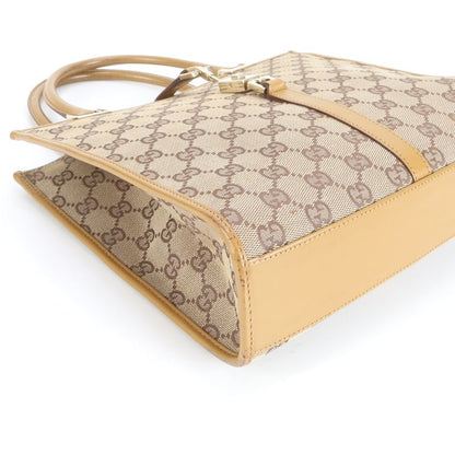 Gucci GG Canvas Jackie 002-1065 Leather Handbag Tote Brown Women's ECM Cx40-8