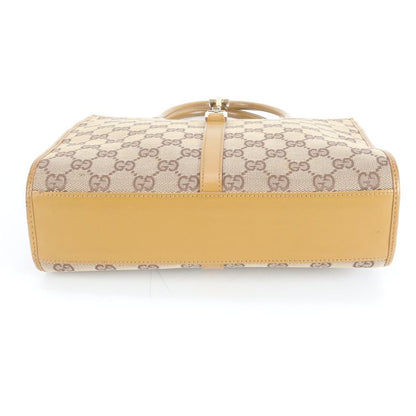 Gucci GG Canvas Jackie 002-1065 Leather Handbag Tote Brown Women's ECM Cx40-8