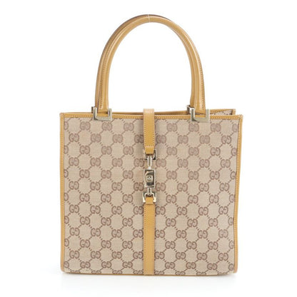 Gucci GG Canvas Jackie 002-1065 Leather Handbag Tote Brown Women's ECM Cx40-8