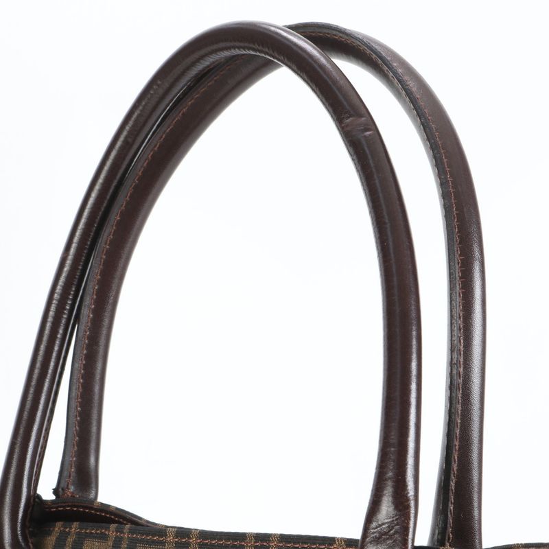 Fendi Zucca 16329 Leather Canvas Tote Bag Shoulder Commuter Brown A4 Men Ladies