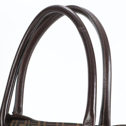 Fendi Zucca 16329 Leather Canvas Tote Bag Shoulder Commuter Brown A4 Men Ladies
