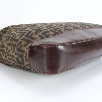 Fendi Zucca 16329 Leather Canvas Tote Bag Shoulder Commuter Brown A4 Men Ladies