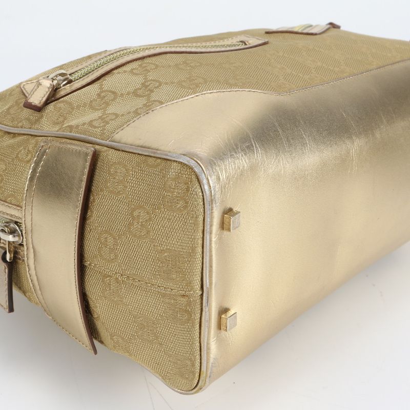 Gucci GG Bow Ring Bag 002-1115 Leather Canvas Handbag Tote Women's ECM Cx43-9