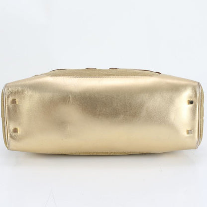 Gucci GG Bow Ring Bag 002-1115 Leather Canvas Handbag Tote Women's ECM Cx43-9