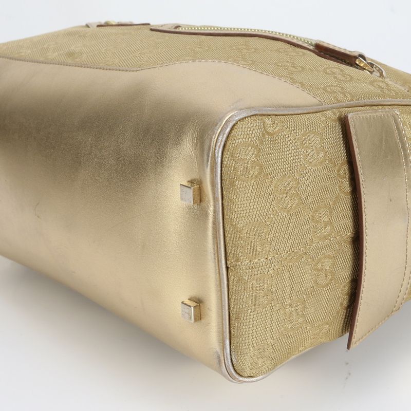 Gucci GG Bow Ring Bag 002-1115 Leather Canvas Handbag Tote Women's ECM Cx43-9