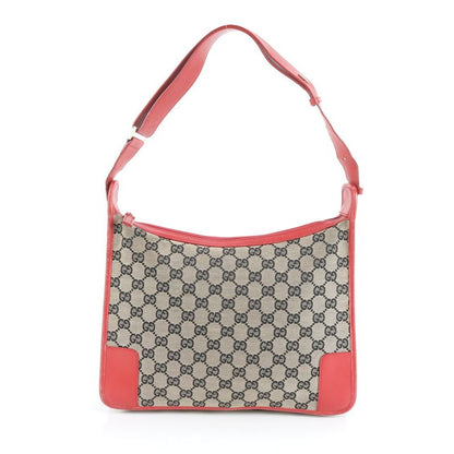 Gucci GG Canvas 001-4205 Leather Shoulder Bag Shoulder Red Brown Hand Women's