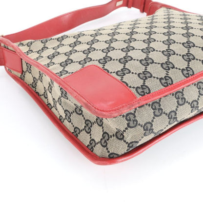 Gucci GG Canvas 001-4205 Leather Shoulder Bag Shoulder Red Brown Hand Women's