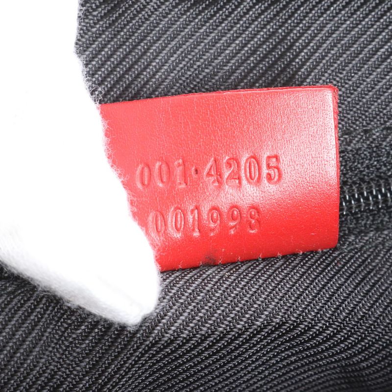 Gucci GG Canvas 001-4205 Leather Shoulder Bag Shoulder Red Brown Hand Women's