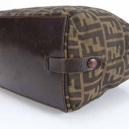 Fendi Zucca FF 15823 Leather Canvas Handbag Tote Brown Women ECM Cx45-3