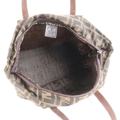 Fendi Zucca FF 15823 Leather Canvas Handbag Tote Brown Women ECM Cx45-3