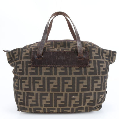 Fendi Zucca FF 15823 Leather Canvas Handbag Tote Brown Women ECM Cx45-3