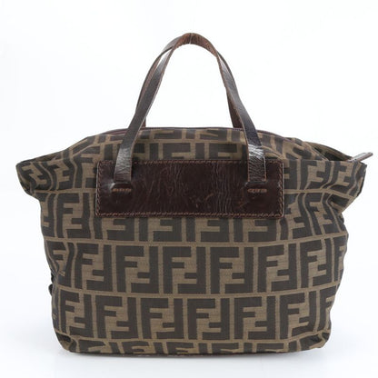 Fendi Zucca FF 15823 Leather Canvas Handbag Tote Brown Women ECM Cx45-3