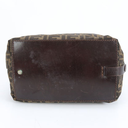 Fendi Zucca FF 15823 Leather Canvas Handbag Tote Brown Women ECM Cx45-3