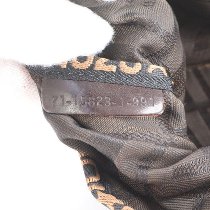 Fendi Zucca FF 15823 Leather Canvas Handbag Tote Brown Women ECM Cx45-3