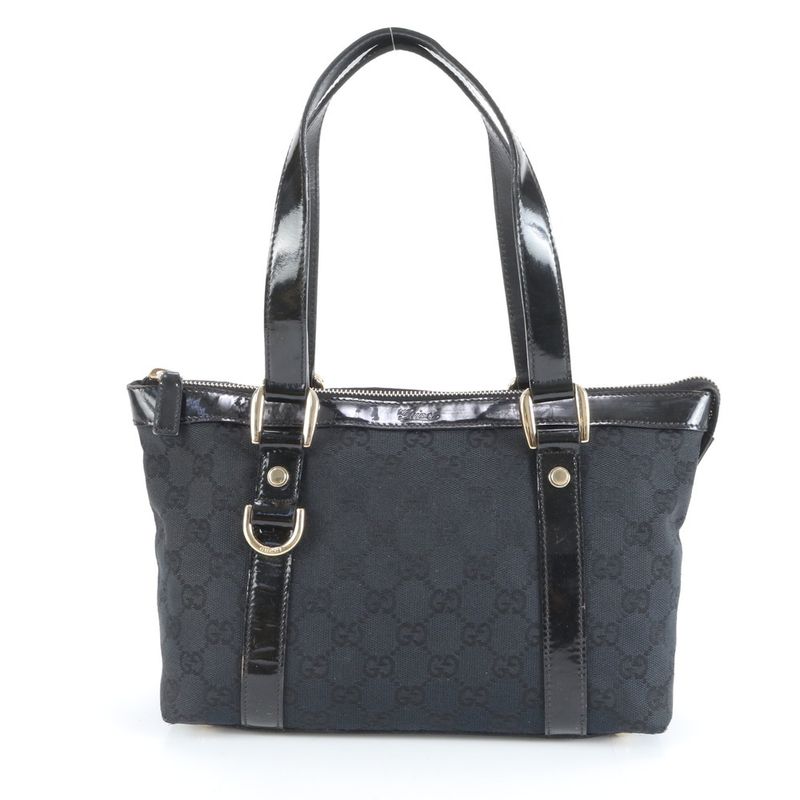 Gucci GG Canvas Abby 141471 Leather Shoulder Bag Shoulder Tote Hand Black