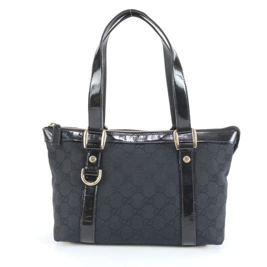 Gucci GG Canvas Abby 141471 Leather Shoulder Bag Shoulder Tote Hand Black