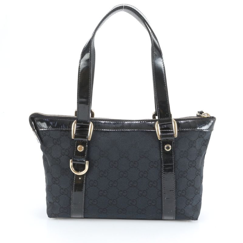 Gucci GG Canvas Abby 141471 Leather Shoulder Bag Shoulder Tote Hand Black