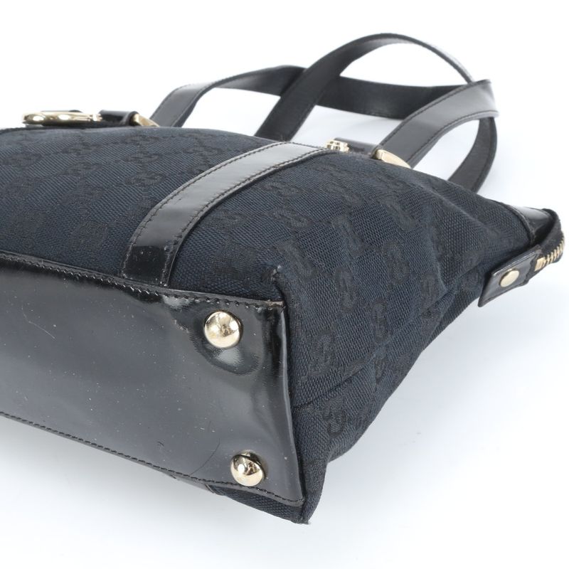 Gucci GG Canvas Abby 141471 Leather Shoulder Bag Shoulder Tote Hand Black