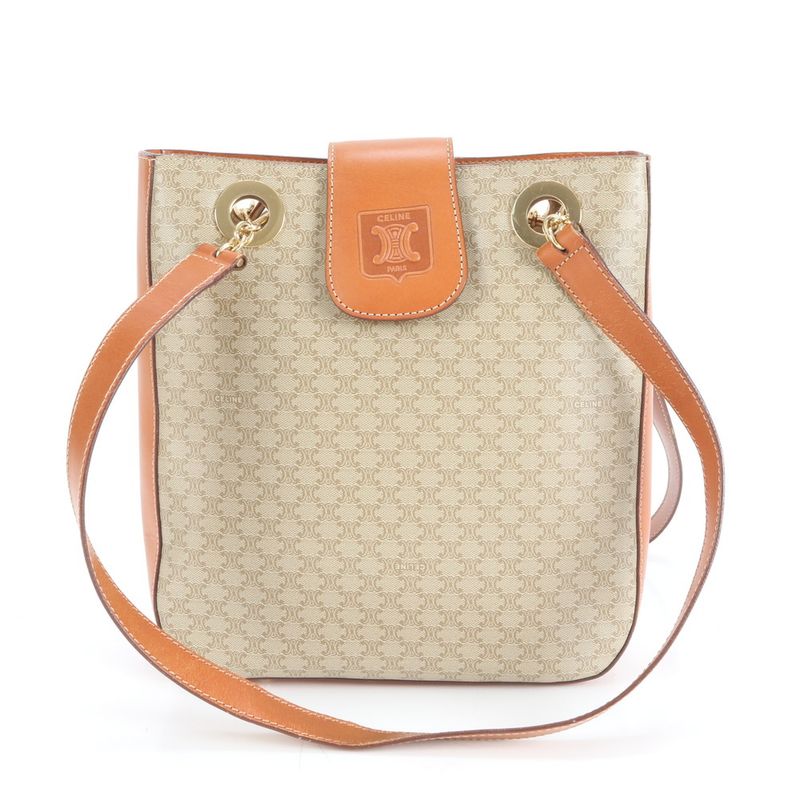 Vintage Celine Macadam Triomphe Leather Shoulder Bag Shoulder Tote Hand Women's