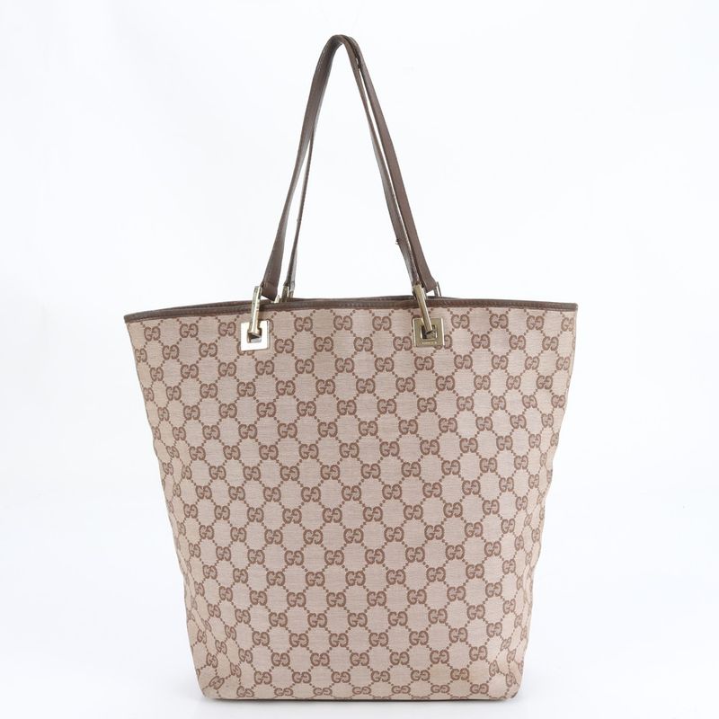 Gucci GG Canvas 002-1098 Leather Tote Bag Shoulder Hand Brown Women ECM Cy1-6