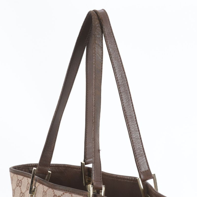 Gucci GG Canvas 002-1098 Leather Tote Bag Shoulder Hand Brown Women ECM Cy1-6