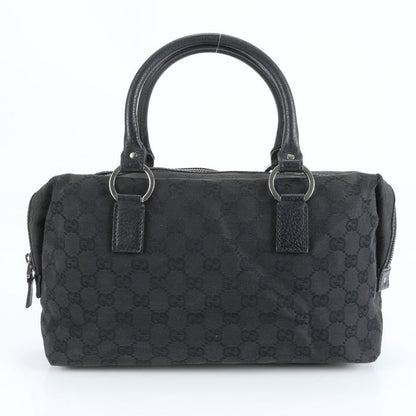 Gucci GG Canvas 113009 Leather Handbag Tote Genuine Leather Black Women ECM