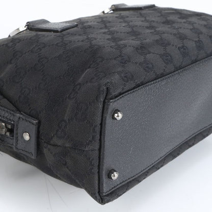 Gucci GG Canvas 113009 Leather Handbag Tote Genuine Leather Black Women ECM