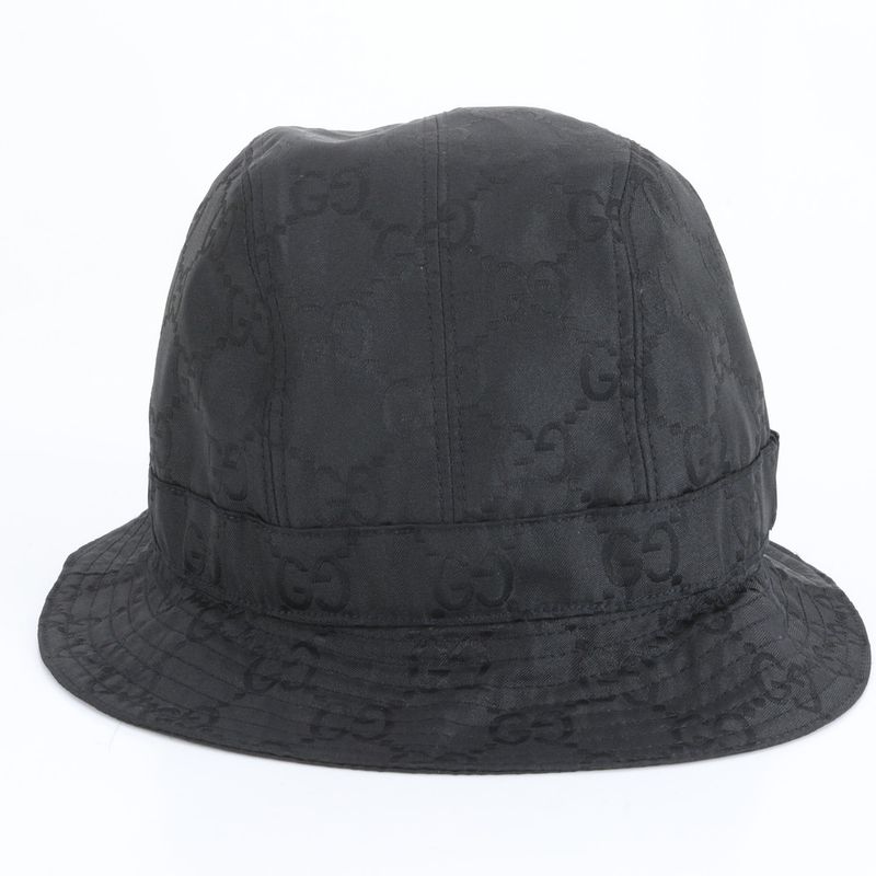 Gucci GG Nylon Bucket Hat Bucketha L Hat Black Men's Fashion Apparel ECM Cy1-4