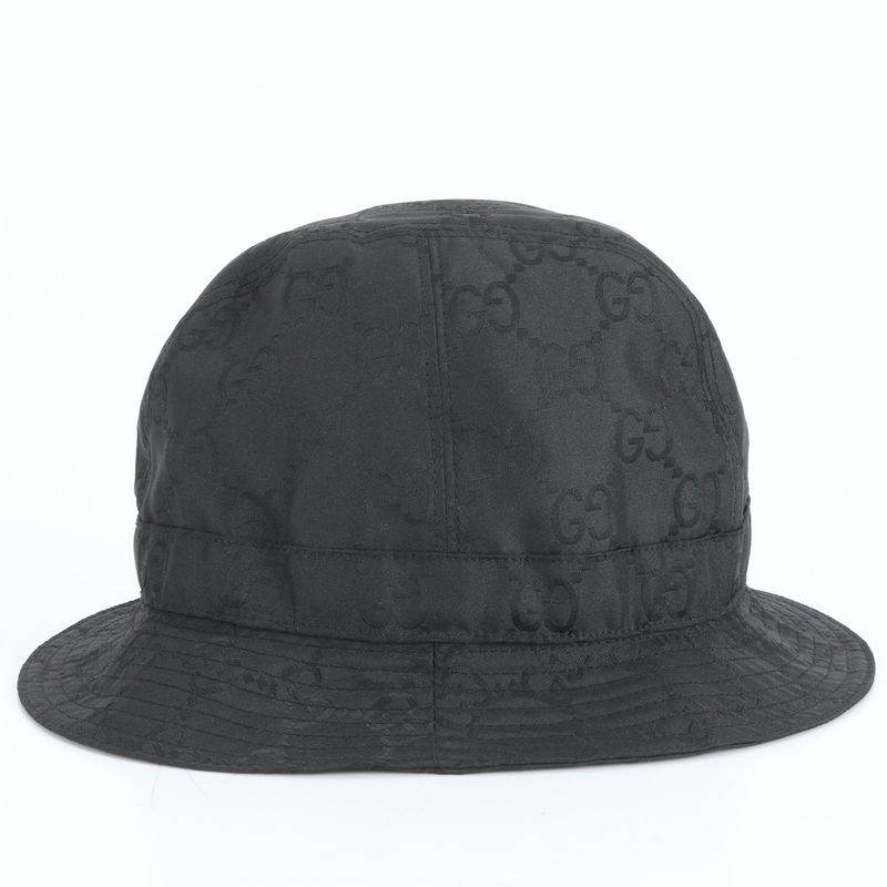 Gucci GG Nylon Bucket Hat Bucketha L Hat Black Men's Fashion Apparel ECM Cy1-4