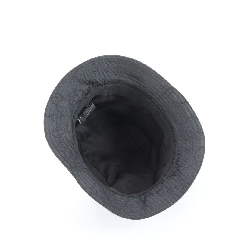 Gucci GG Nylon Bucket Hat Bucketha L Hat Black Men's Fashion Apparel ECM Cy1-4
