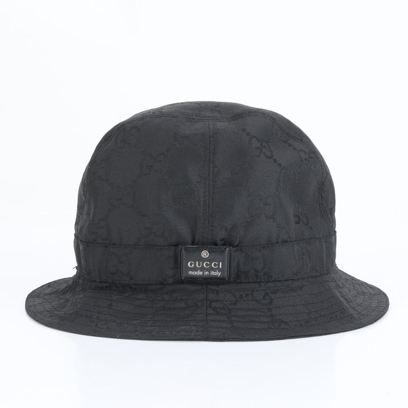 Gucci GG Nylon Bucket Hat Bucketha L Hat Black Men's Fashion Apparel ECM Cy1-4