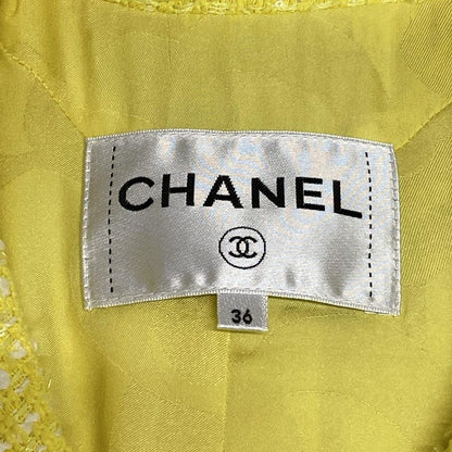 Chanel Jacket Size 36 S Women - P61100 Yellow And White Long Sleeves / Tweed /