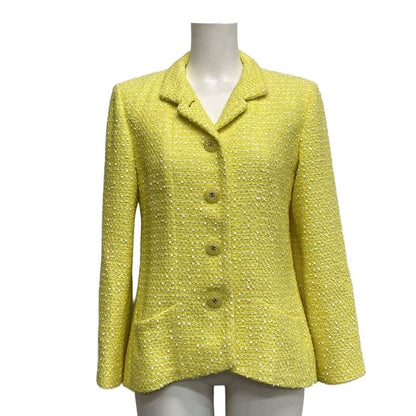 Chanel Jacket Size 36 S Women - P61100 Yellow And White Long Sleeves / Tweed /