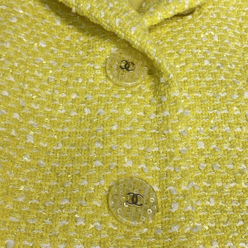 Chanel Jacket Size 36 S Women - P61100 Yellow And White Long Sleeves / Tweed /