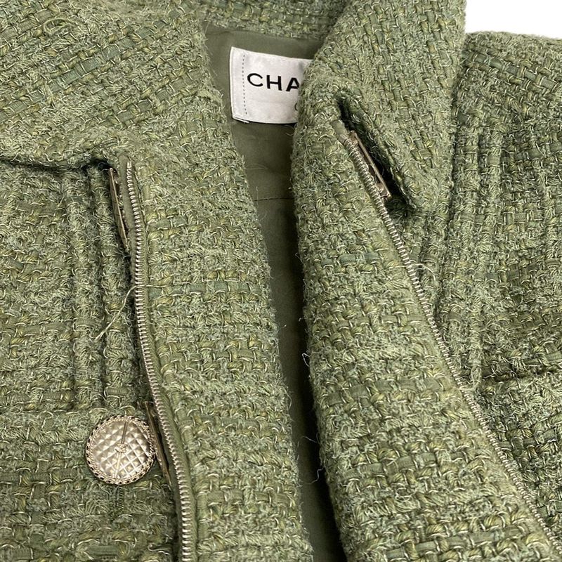 Chanel Jacket Size 34 S Ladies - P55551 Light Khaki Long Sleeve / Zip Up /
