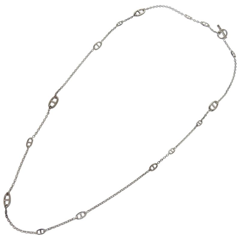 Hermes Chaine D'ancre 925 Silver Necklace 1411 Hermes