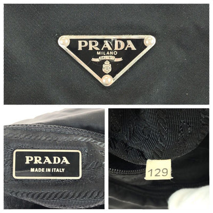 Prada Tessuto Triangle Logo Plate Black Silver Hardware Nylon/leather Shoulder
