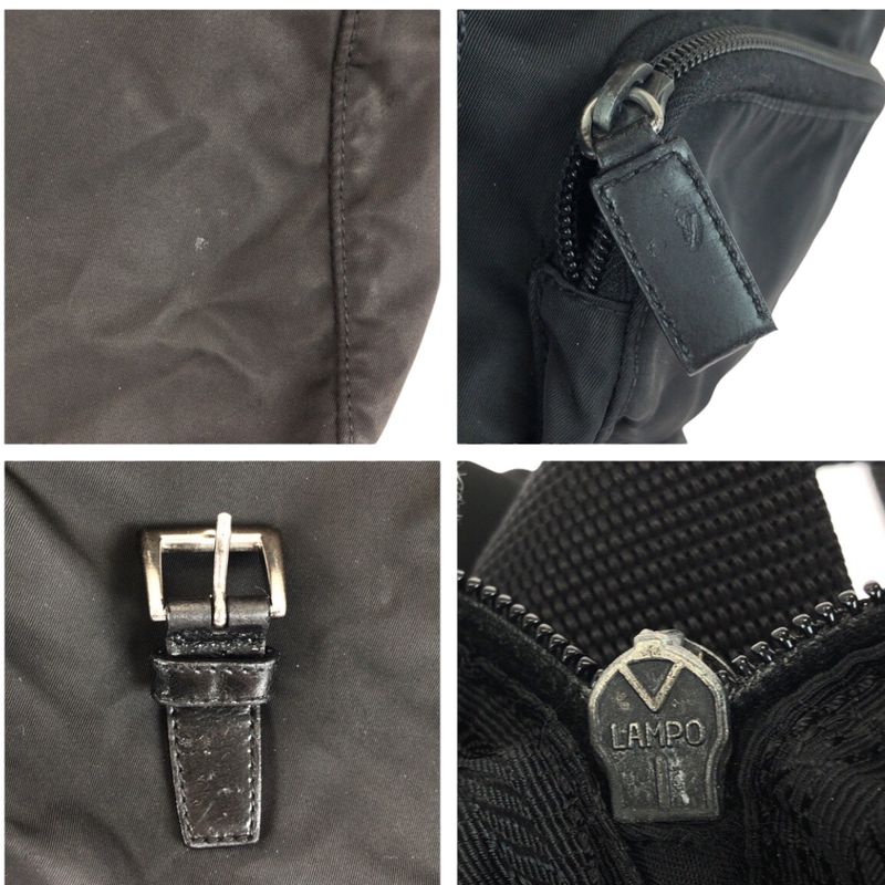Prada Tessuto Triangle Logo Plate Black Silver Hardware Nylon/leather Shoulder