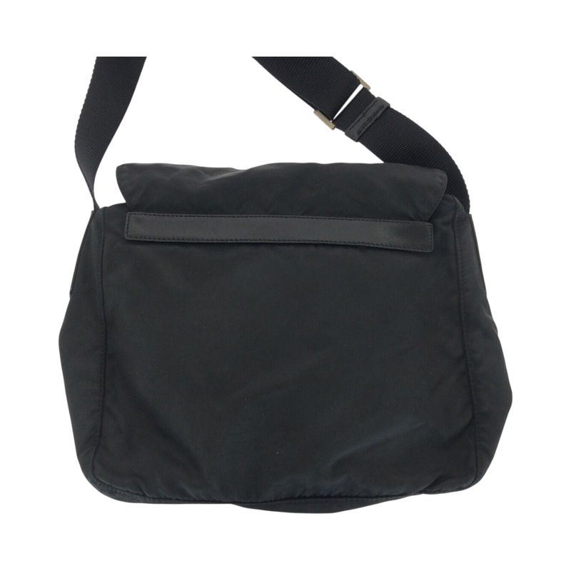 Prada Tessuto Triangle Logo Plate Black Silver Hardware Nylon/leather Shoulder