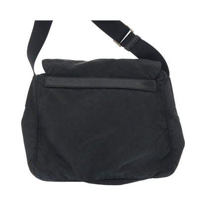 Prada Tessuto Triangle Logo Plate Black Silver Hardware Nylon/leather Shoulder