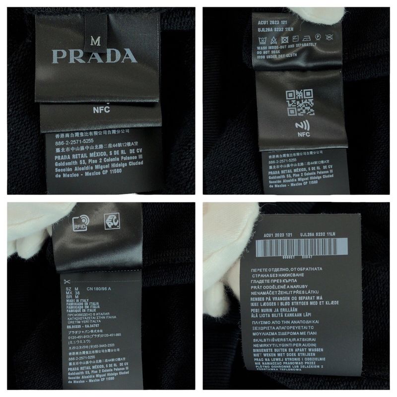 Prada Triangle Logo Plate Size M Black Cotton ACU1 2023 121 Sweatshirt Men