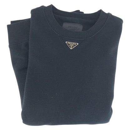 Prada Triangle Logo Plate Size M Black Cotton ACU1 2023 121 Sweatshirt Men