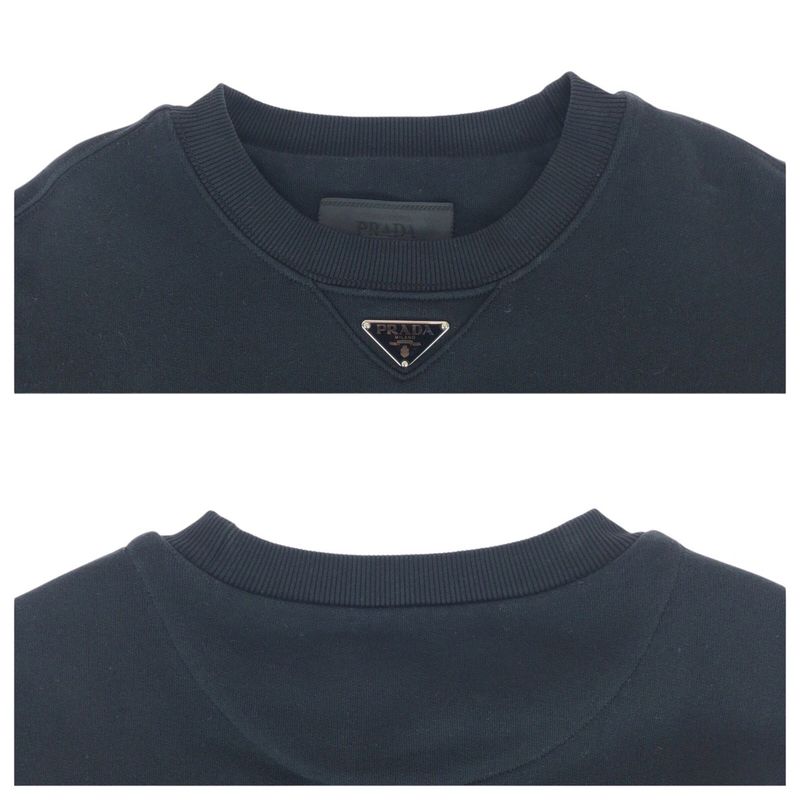 Prada Triangle Logo Plate Size M Black Cotton ACU1 2023 121 Sweatshirt Men
