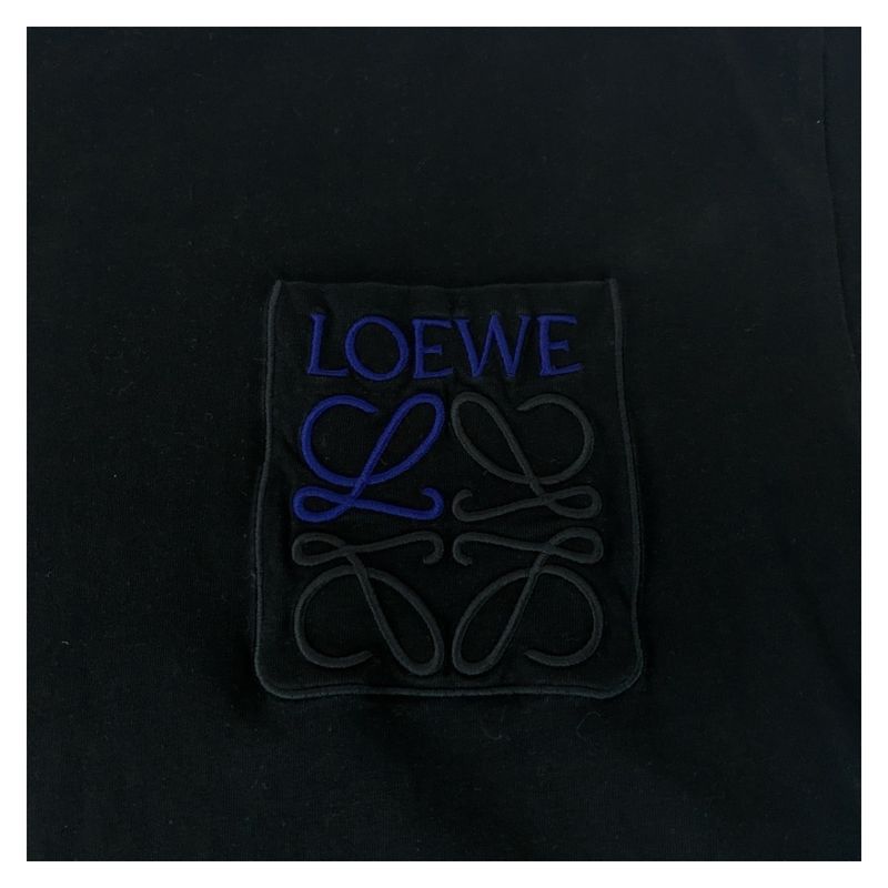 Loewe Anagram Size M Black Blue Cotton Short Sleeve T-shirt Crew Neck Men 505351