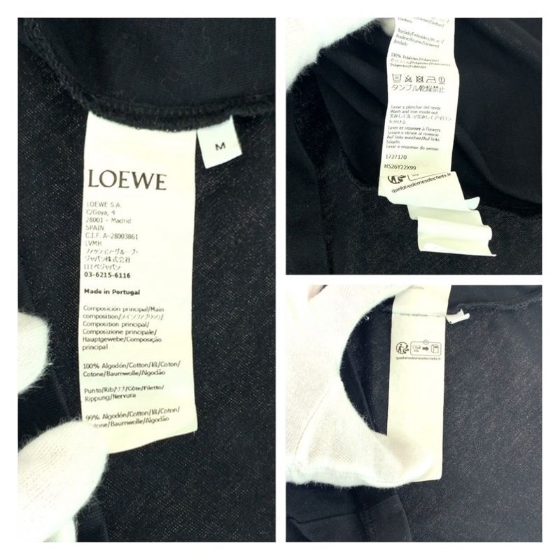 Loewe Anagram Size M Black Blue Cotton Short Sleeve T-shirt Crew Neck Men 505351