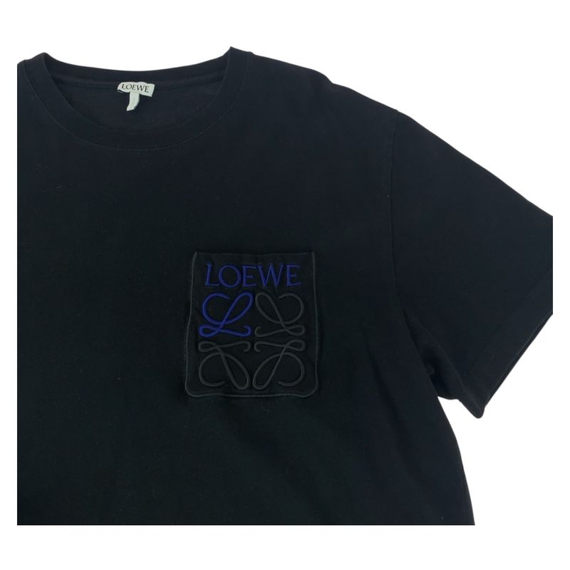 Loewe Anagram Size M Black Blue Cotton Short Sleeve T-shirt Crew Neck Men 505351