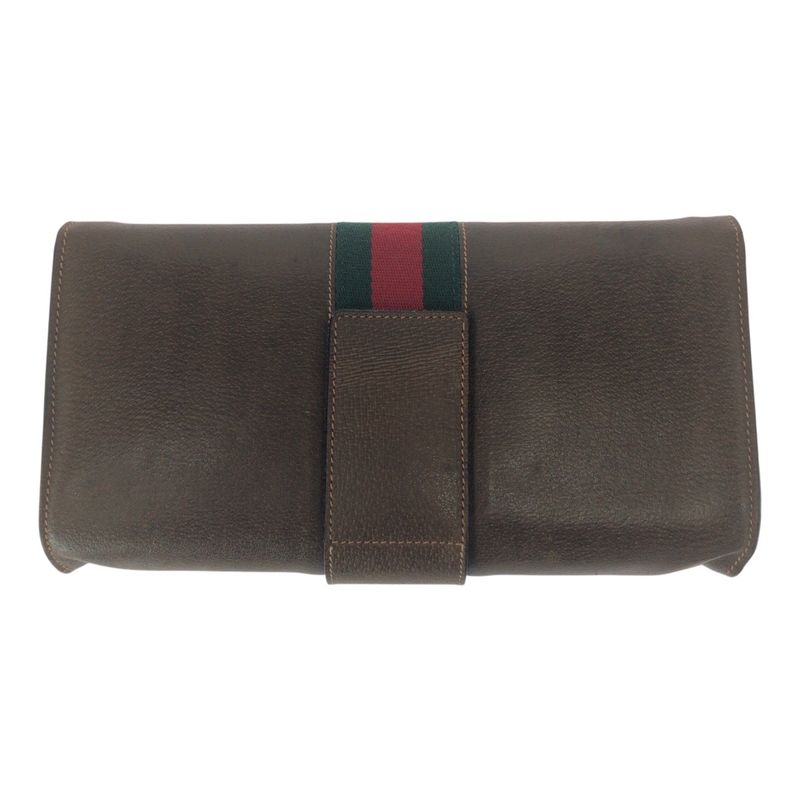 Gucci Vintage Old Gucci Sherry Line Brown Gold Hardware Leather Chain Shoulder