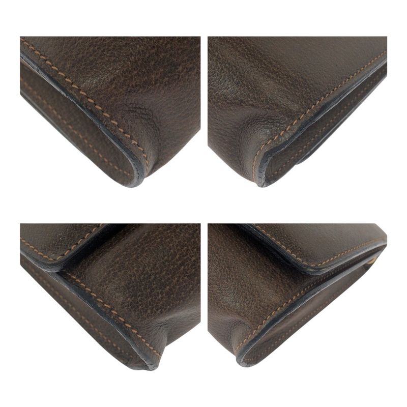 Gucci Vintage Old Gucci Sherry Line Brown Gold Hardware Leather Chain Shoulder